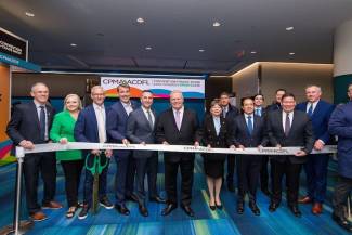 L-R:  Pat Finnigan, New Brunswick minister of agriculture; Lianne Rood, MP for Middlesex-London; Steve Bamford, CPMA 2025-2026 chair; Ron Lemaire, CPMA president; Trevor Jones, Ontario minister of agriculture; Doug Ford, Ontario premier; Guisela Atalida Godinez Sazo, ambassador of the Republic of Guatemala to Canada; Carlos Manuel Joaquín González, ambassador of Mexico to Canada; Ivan Sierra, general consul of Mexico to Canada; Greg Morrow, Nova Scotia minister of agriculture. 