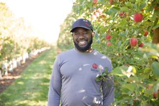 David Brown, Shuh Orchards, one of the workers featured in a video. 