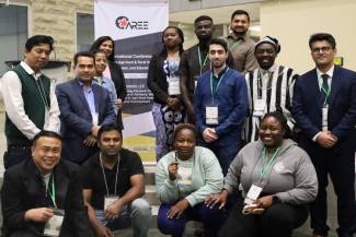 University of Guelph professor Ataharul Chowdhury (middle row, second from left) joined his students for this photo during the first Canadian Conference on Agri-food, Rural Advisory, Extension and Education at the university last fall. Photo courtesy of Ataharul Chowdhury. 