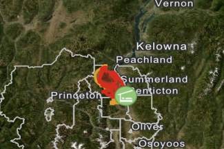 Regional District Okanagan-Similkameen current evacuation areas as of August 10, 2026