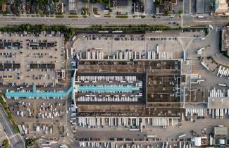 An aerial view of the Ontario Food Terminal, Toronto, Ontario. Photo by Sammy Kogan. 