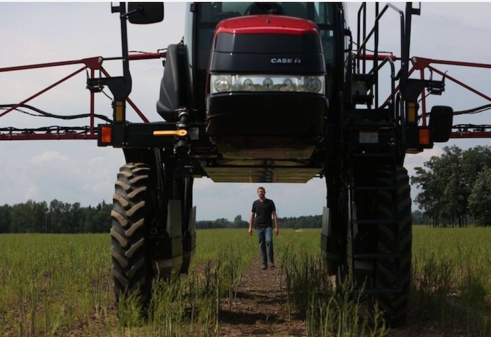 Ontario asparagus grower Mike Chromczak is pictured with his sprayer.