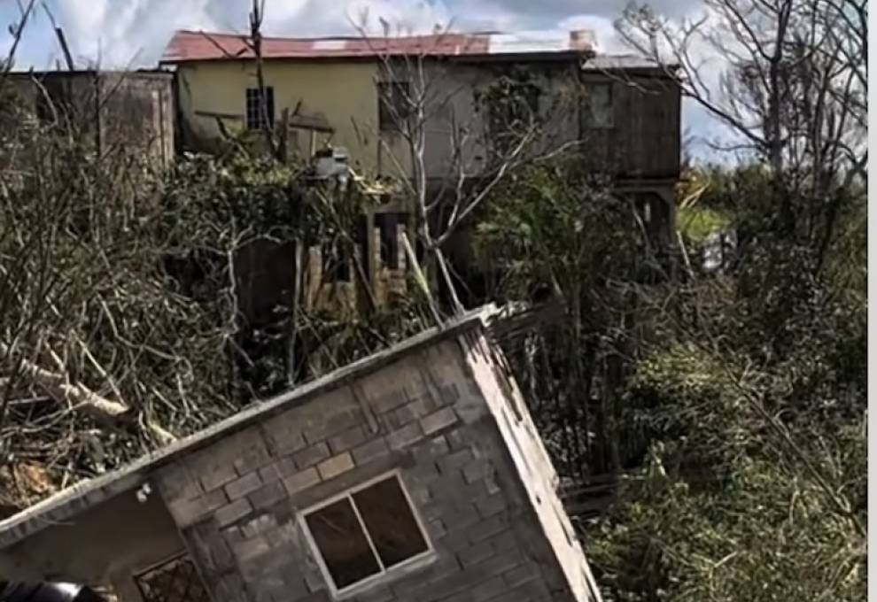 House damage near Trelawny, Jamaica. 