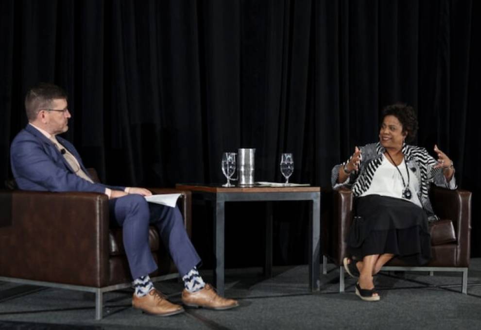 L-R:  Pierre Petelle, president and CEO, CropLife Canada and Hon. Marjorie Michel, federal minister of health. 