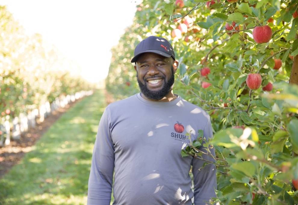 David Brown, Shuh Orchards, one of the workers featured in a video. 