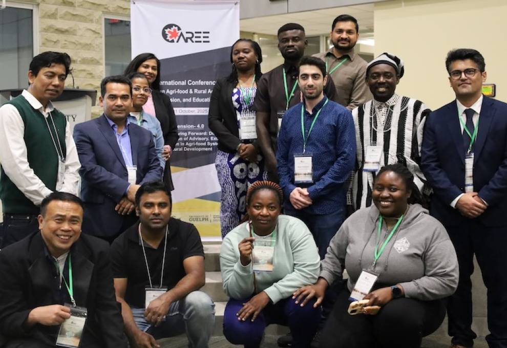 University of Guelph professor Ataharul Chowdhury (middle row, second from left) joined his students for this photo during the first Canadian Conference on Agri-food, Rural Advisory, Extension and Education at the university last fall. Photo courtesy of Ataharul Chowdhury. 