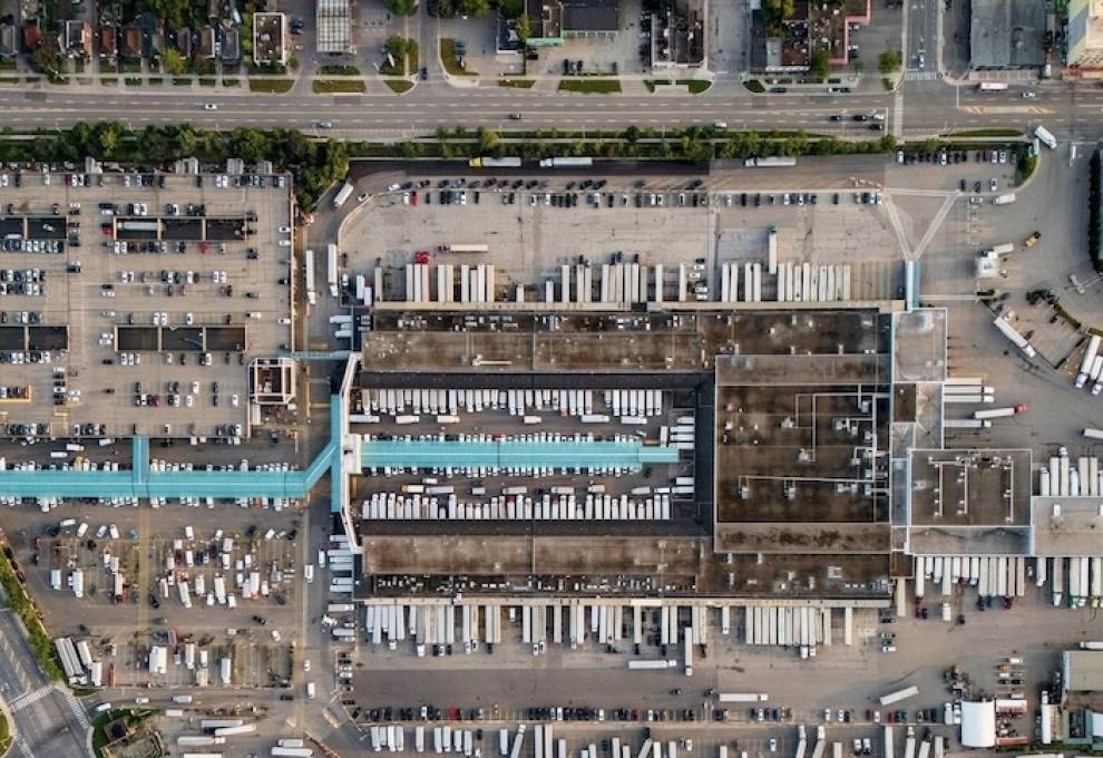 An aerial view of the Ontario Food Terminal, Toronto, Ontario. Photo by Sammy Kogan. 