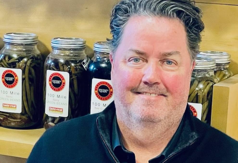 University of Guelph food procurement manager Mark Kenny shows off some of the locally sourced items in his giant pantry.  