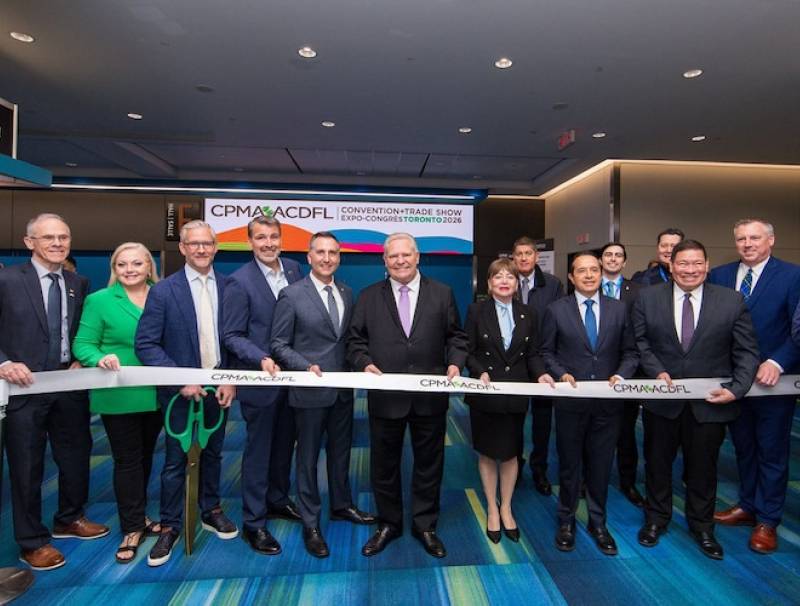 L-R:  Pat Finnigan, New Brunswick minister of agriculture; Lianne Rood, MP for Middlesex-London; Steve Bamford, CPMA 2025-2026 chair; Ron Lemaire, CPMA president; Trevor Jones, Ontario minister of agriculture; Doug Ford, Ontario premier; Guisela Atalida Godinez Sazo, ambassador of the Republic of Guatemala to Canada; Carlos Manuel Joaquín González, ambassador of Mexico to Canada; Ivan Sierra, general consul of Mexico to Canada; Greg Morrow, Nova Scotia minister of agriculture. 