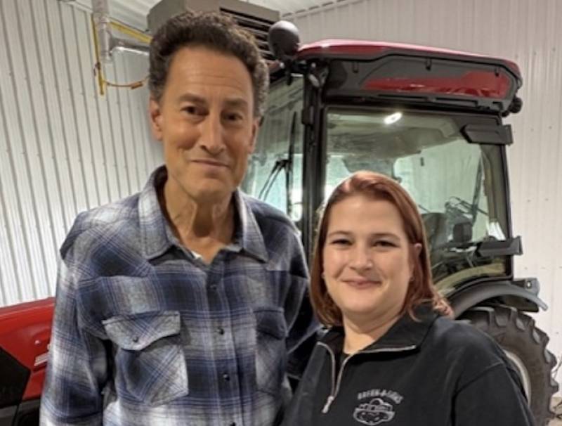 L-R: TVO host Steve Paikin and potato grower Nicki Scott, second vice-chair, Farm and Food Care Ontario. 
